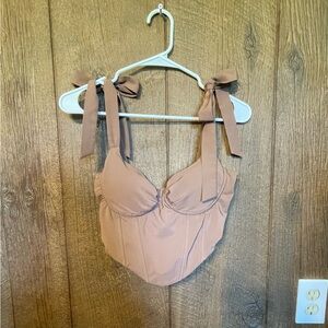 Elegant Tan Women's Corset Top